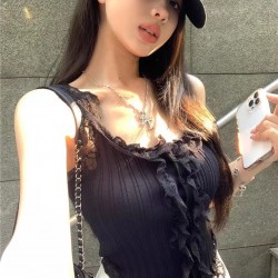 Lace lace short camisole undershirt female summer new sexy high waist navel hundreds of sleeveless tops