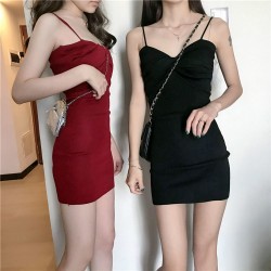 New summer French Hepburn style small people bottoming within the sexy red halter dress even Clothes skirt children