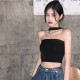 Hottie hanging neck halter tank top female summer 2024 new inside out black thin pure desire wind short paragraph top