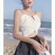  Undershirt small halter summer chic style sexy high waist short navel blouse versatile metal chain busting bottoming shirt