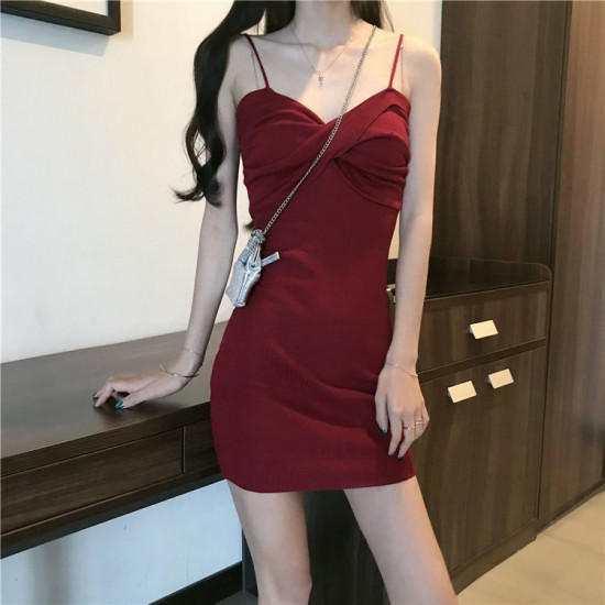 New summer French Hepburn style small people bottoming within the sexy red halter dress even Clothes skirt children